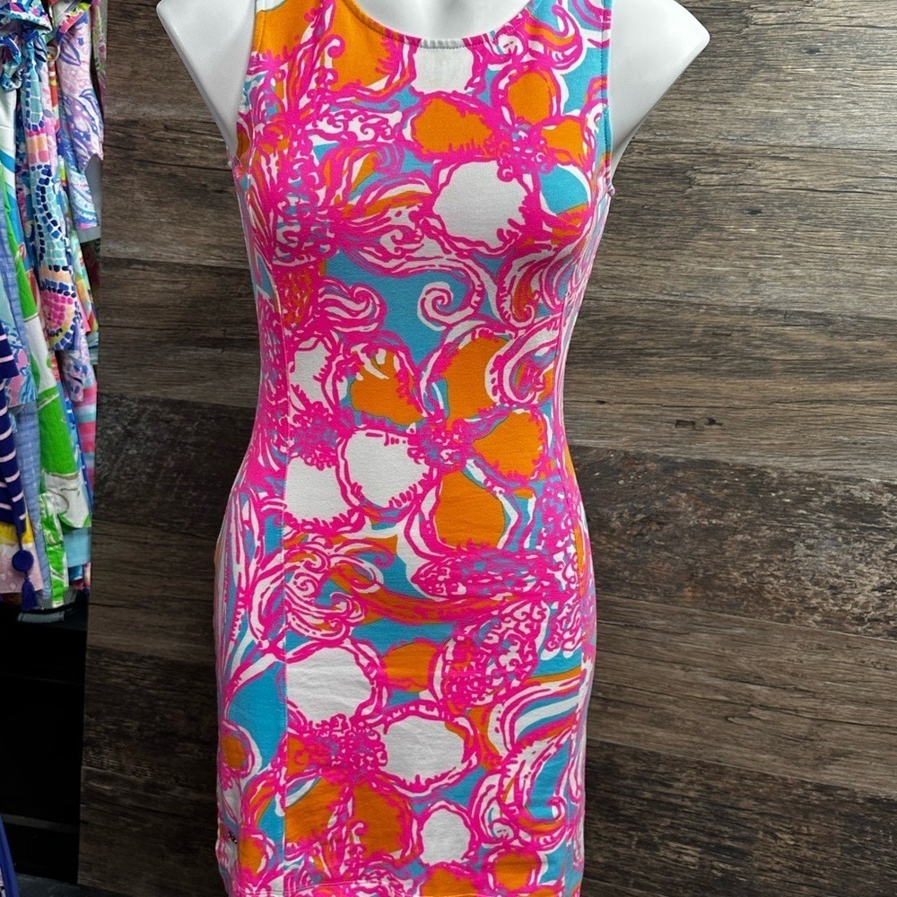 Lilly Pulitzer Pink White and Blue Whiting Shift Sundress Dress
